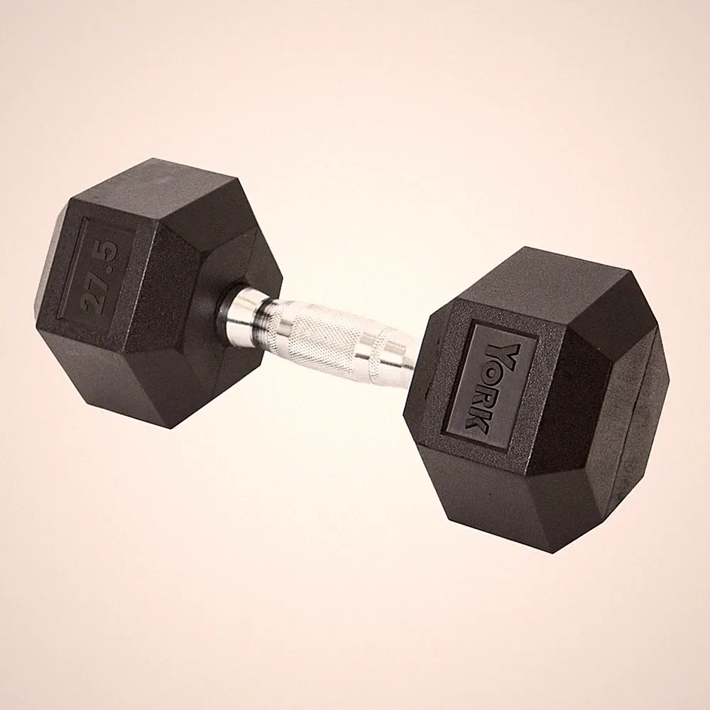 York Barbell Hex Dumbbell Set 27.5LB Rubber Coated Fixed Weight Dumbbells Pack 1