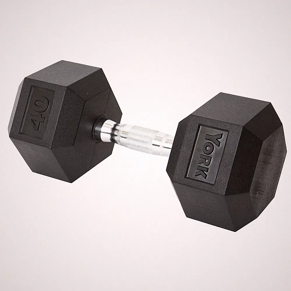 York Barbell Hex Dumbbell Set 40LB Rubber Coated Fixed Weight Dumbbells Pack 1