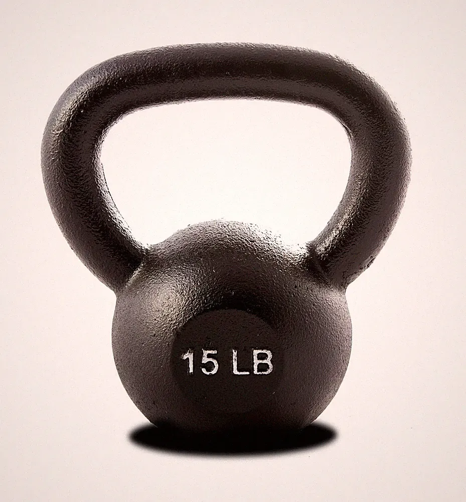 York Barbell Kettlebell Weights – 15 LB Cast Iron Kettlebells with Matte Black