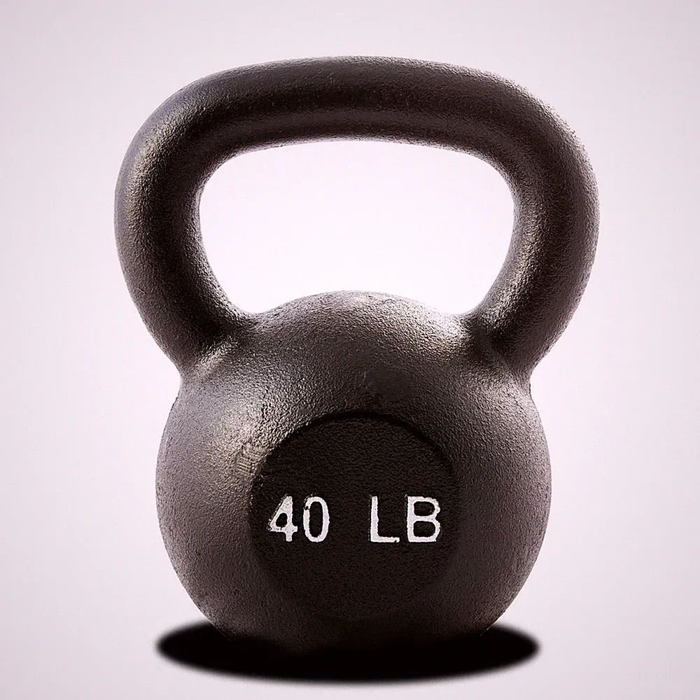 York Barbell Kettlebell Weights – 40 LB Cast Iron Kettlebells with Matte Black