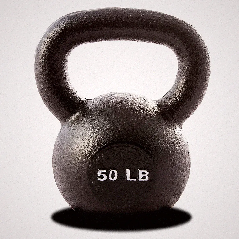 York Barbell Kettlebell Weights – 50 LB Cast Iron Kettlebells with Matte Black