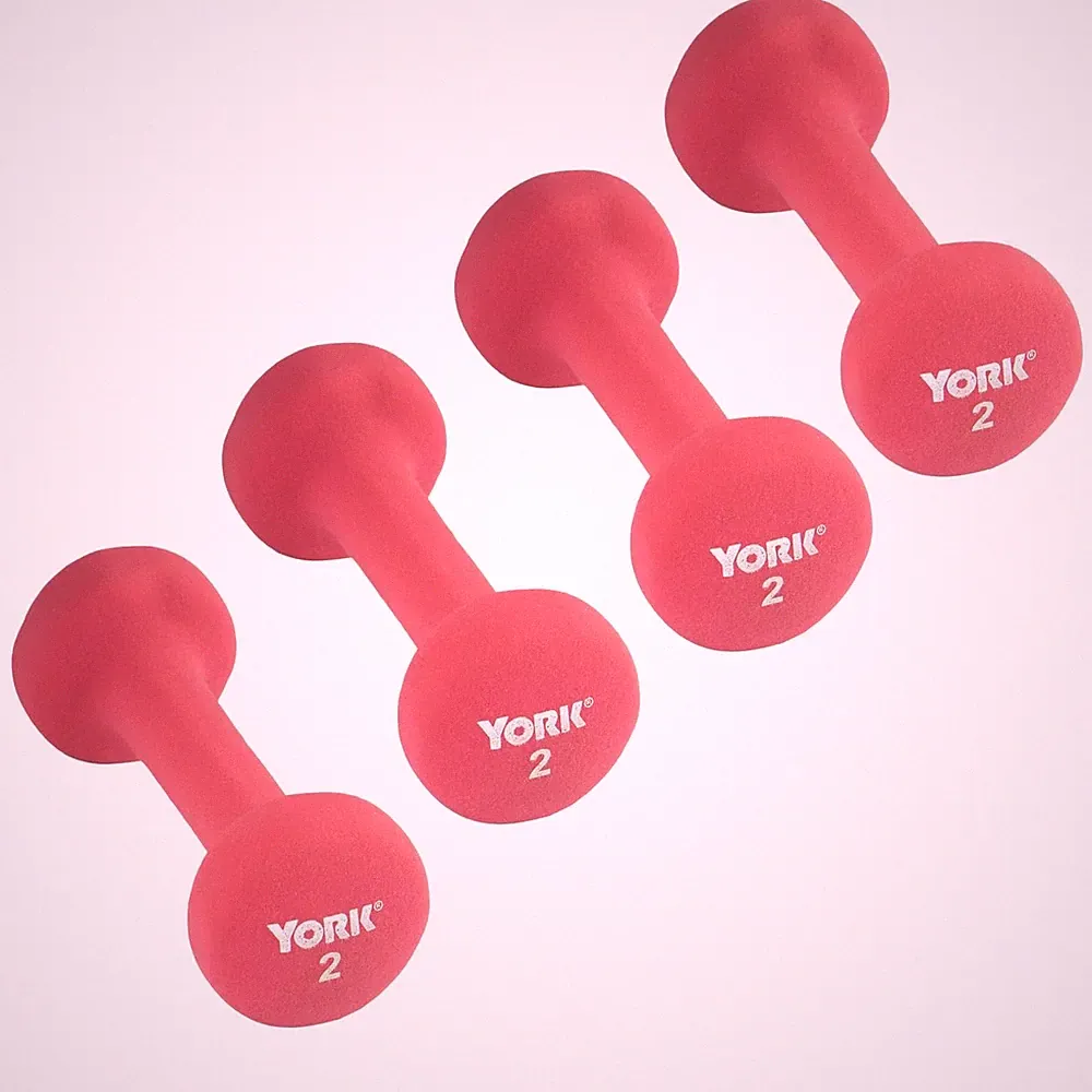 York Barbell Neoprene Coated Fitbell Dumbbell 2LB Pk4 Dumbbell Set for Women&Men