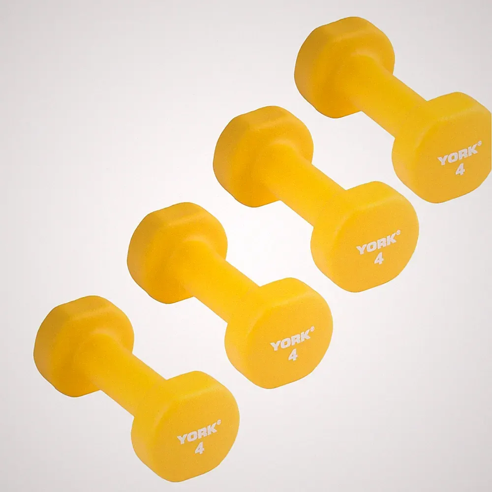 York Barbell Neoprene Coated Fitbell Dumbbell 4LB Pack 4 Dumbbell Set Women&Men
