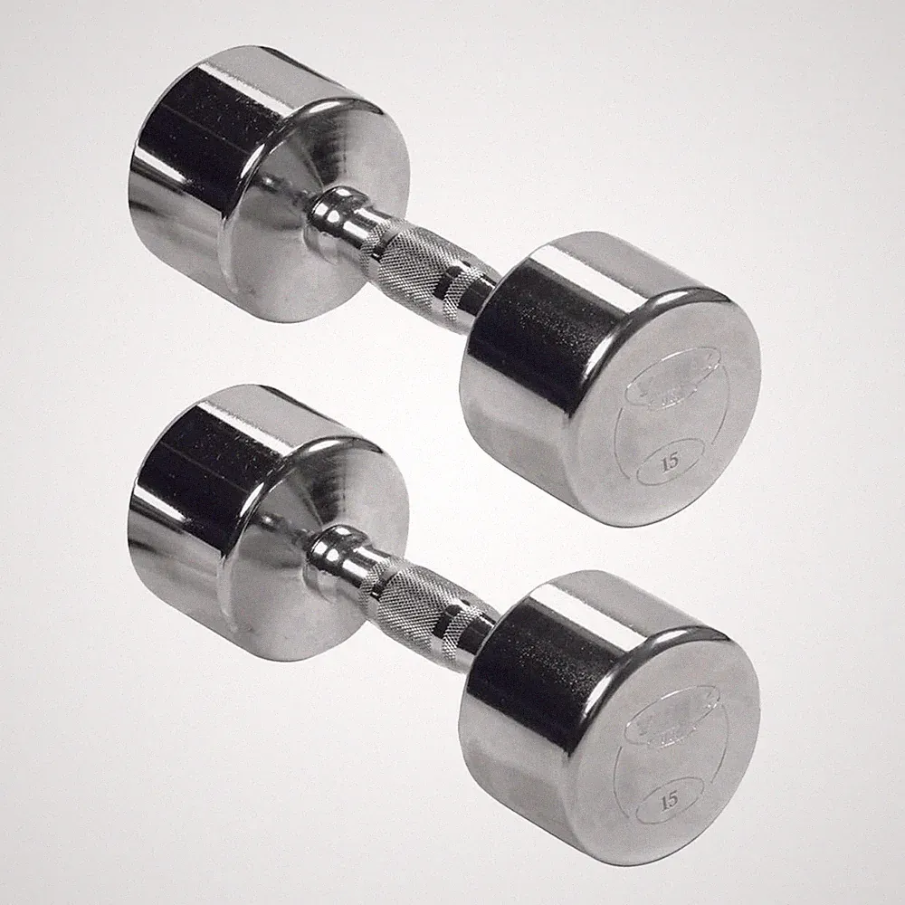 York Barbell Professional Chrome Dumbbell with Ergo Grip, Heavy-Duty 15lb Pak 2