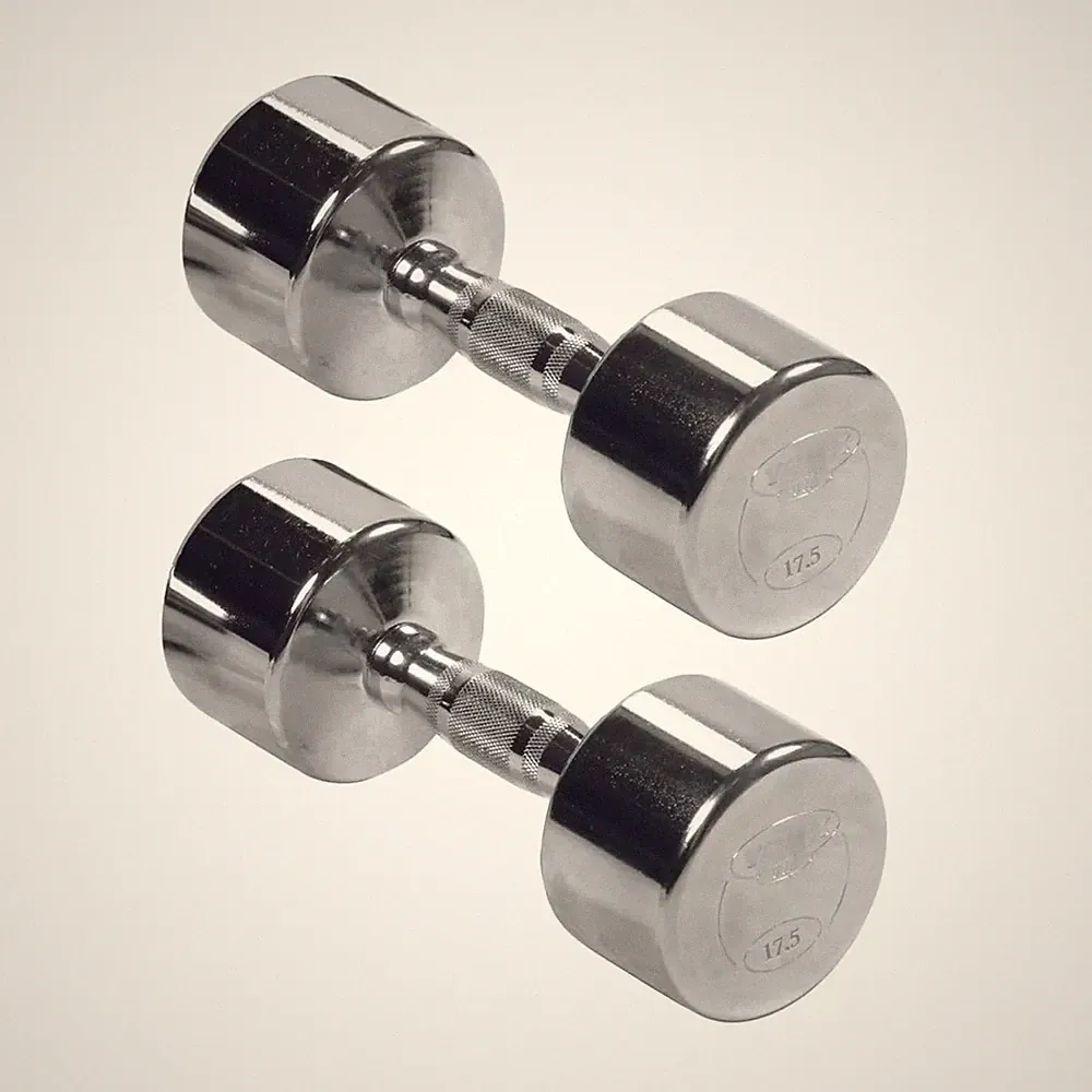 York Barbell Professional Chrome Dumbbell with Ergo Grip, Heavy-Duty 17.5lb Pak2