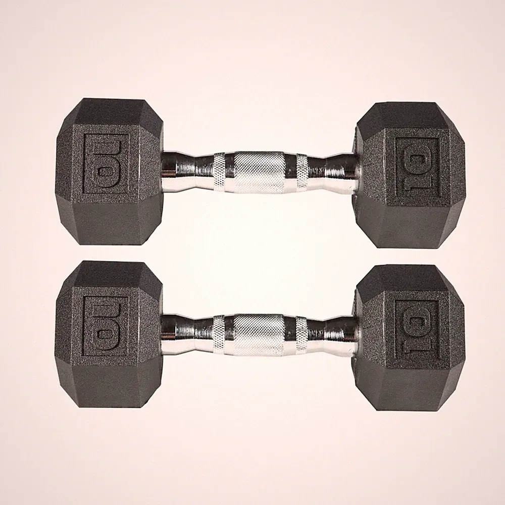 York Barbell PVC Hex Dumbbell with Chrome Ergonomic Handle – 10LB Pair