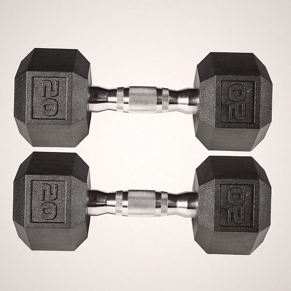 York Barbell PVC Hex Dumbbell with Chrome Ergonomic Handle – 20LB Pair