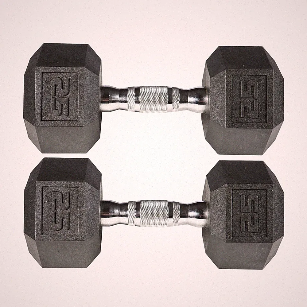 York Barbell PVC Hex Dumbbell with Chrome Ergonomic Handle – 25LB Pair