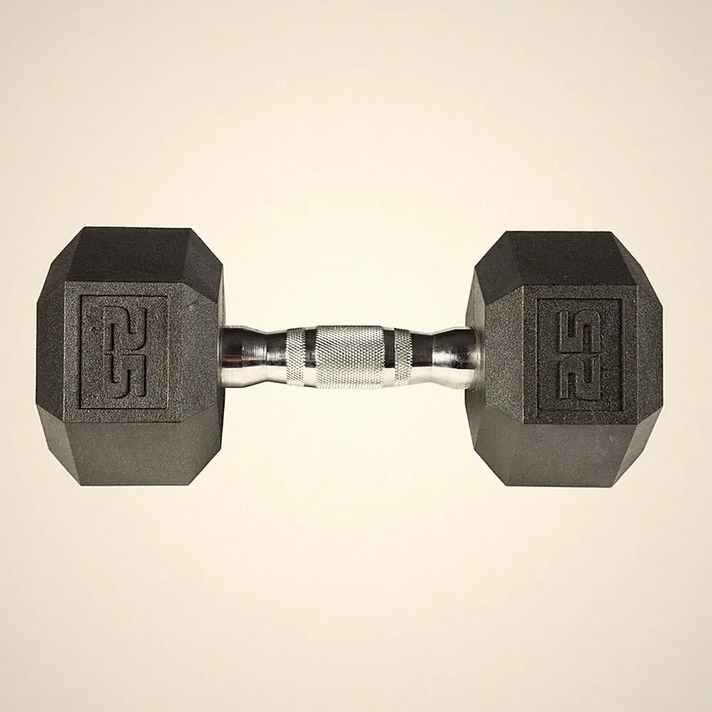 York Barbell PVC Hex Dumbbell with Chrome Ergonomic Handle – 25LB Single