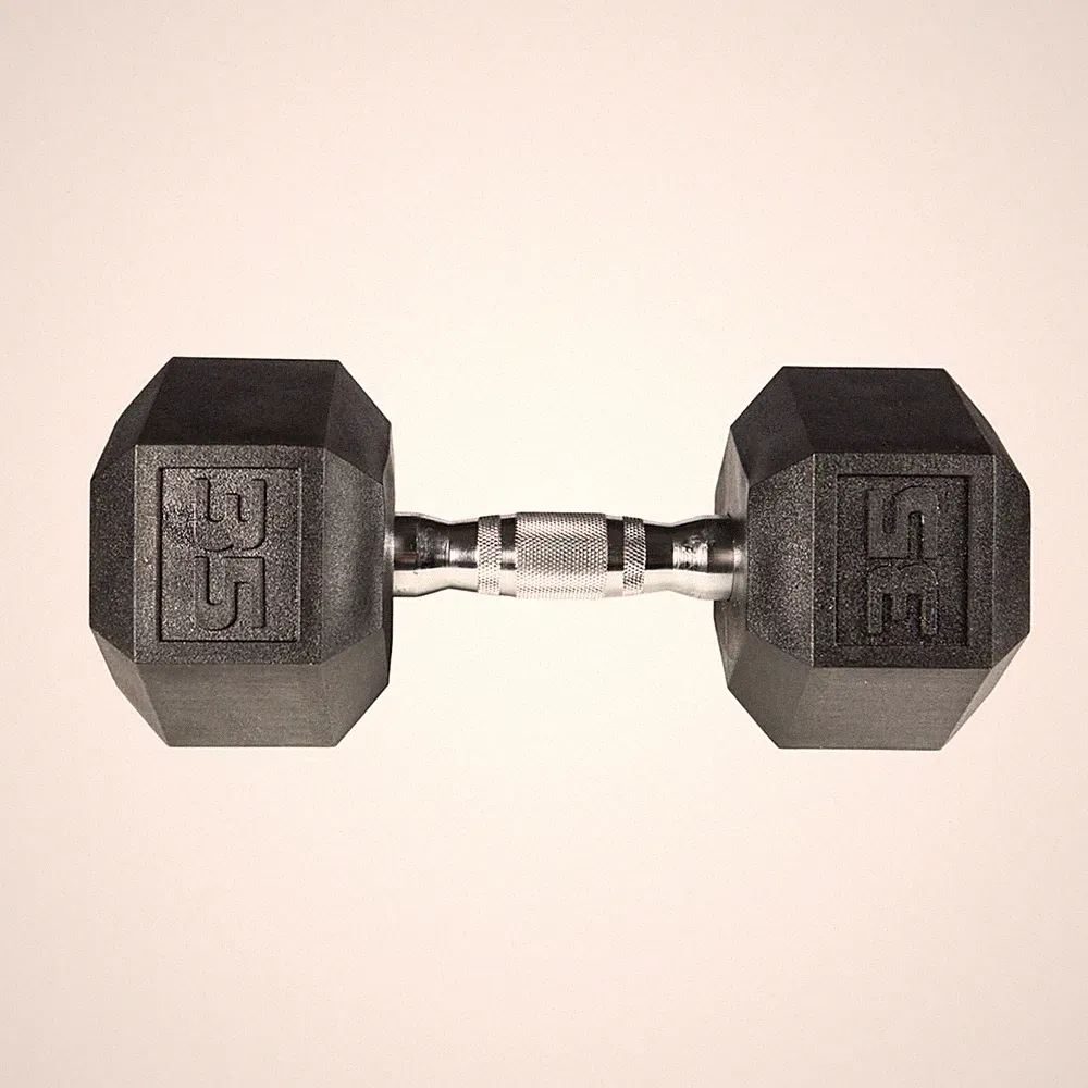 York Barbell PVC Hex Dumbbell with Chrome Ergonomic Handle – 35LB Single
