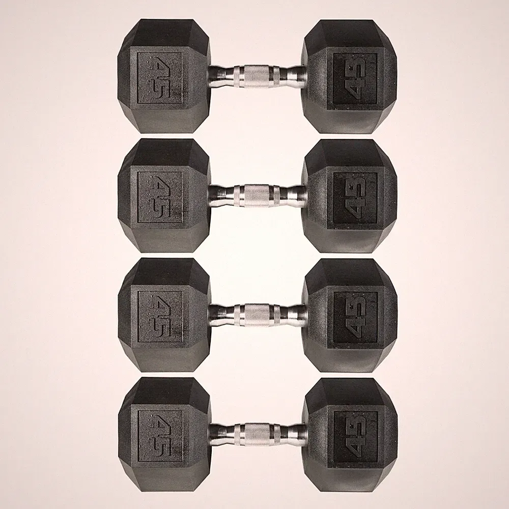 York Barbell PVC Hex Dumbbell with Chrome Ergonomic Handle – 45LB 2 Pair