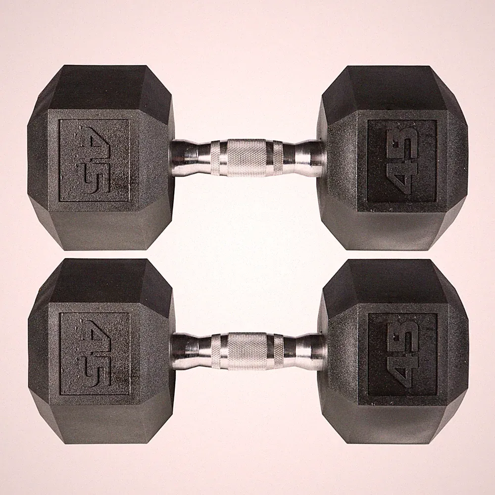 York Barbell PVC Hex Dumbbell with Chrome Ergonomic Handle – 45LB Pair