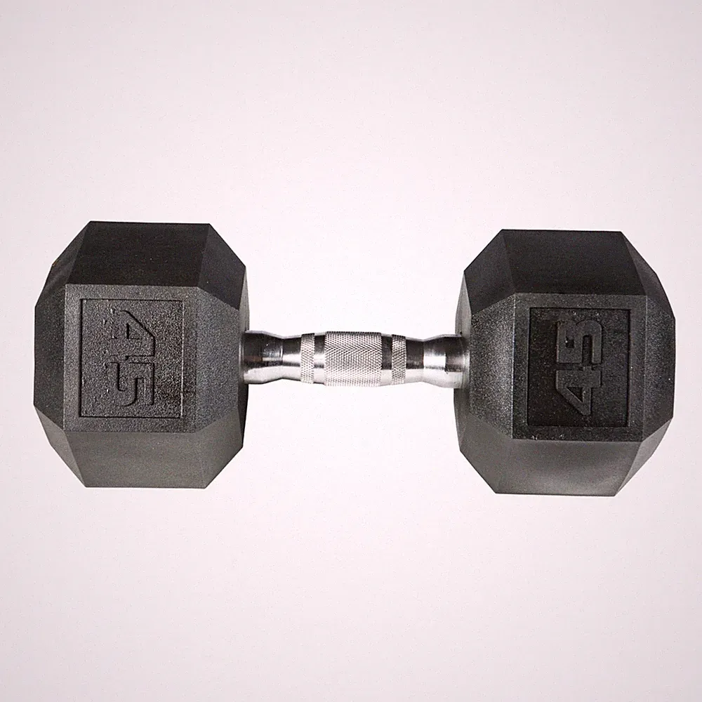 York Barbell PVC Hex Dumbbell with Chrome Ergonomic Handle – 45LB Single