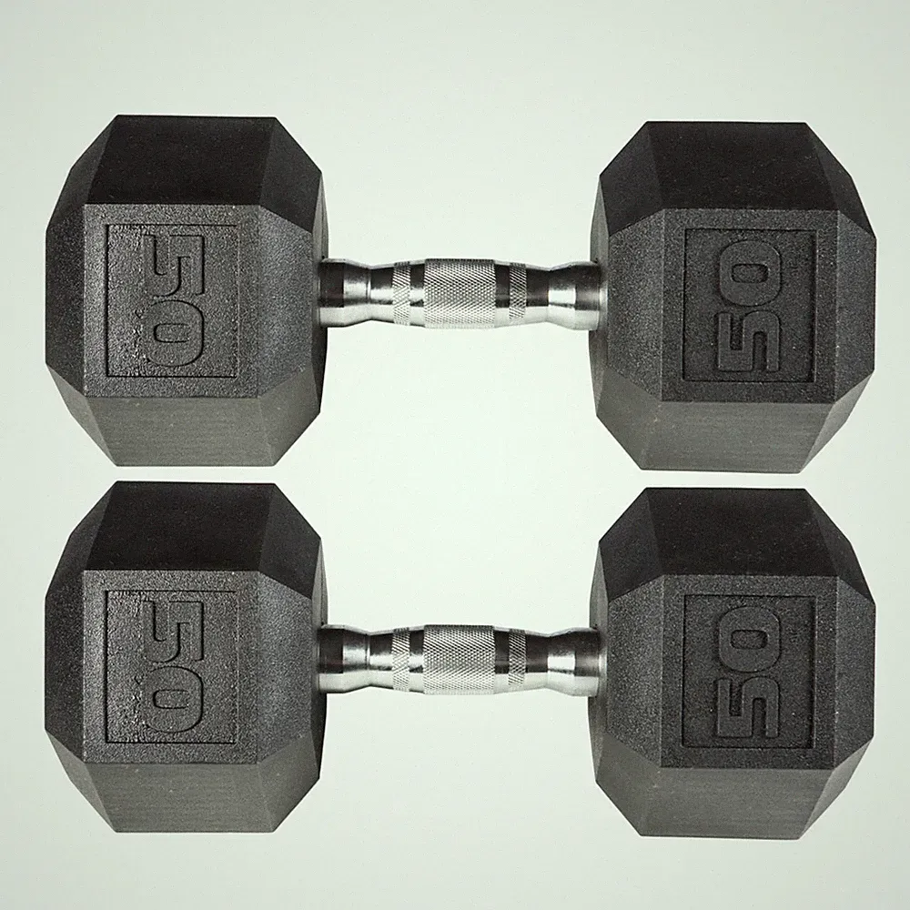 York Barbell PVC Hex Dumbbell with Chrome Ergonomic Handle – 50LB Pair