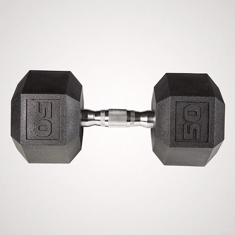 York Barbell PVC Hex Dumbbell with Chrome Ergonomic Handle – 50LB Single