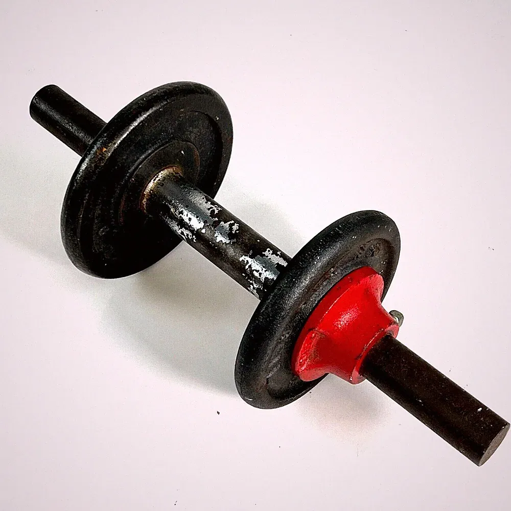 York Barbell Round Dumbbell Lockdowns 2.5 Lbs Black & Red Iron