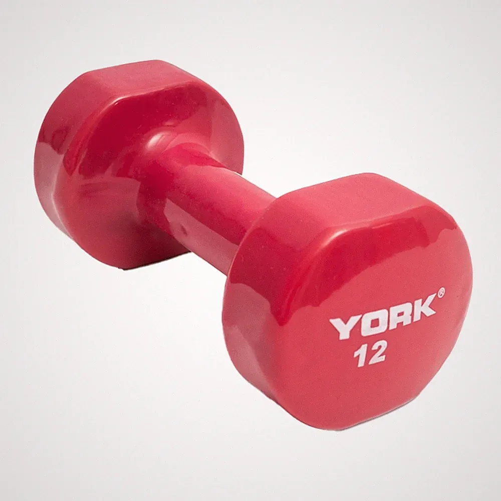 York Barbell Vinyl Coated Fitbell Dumbbell 12LB Pk1 Durable Anti-Roll Anti-Slip