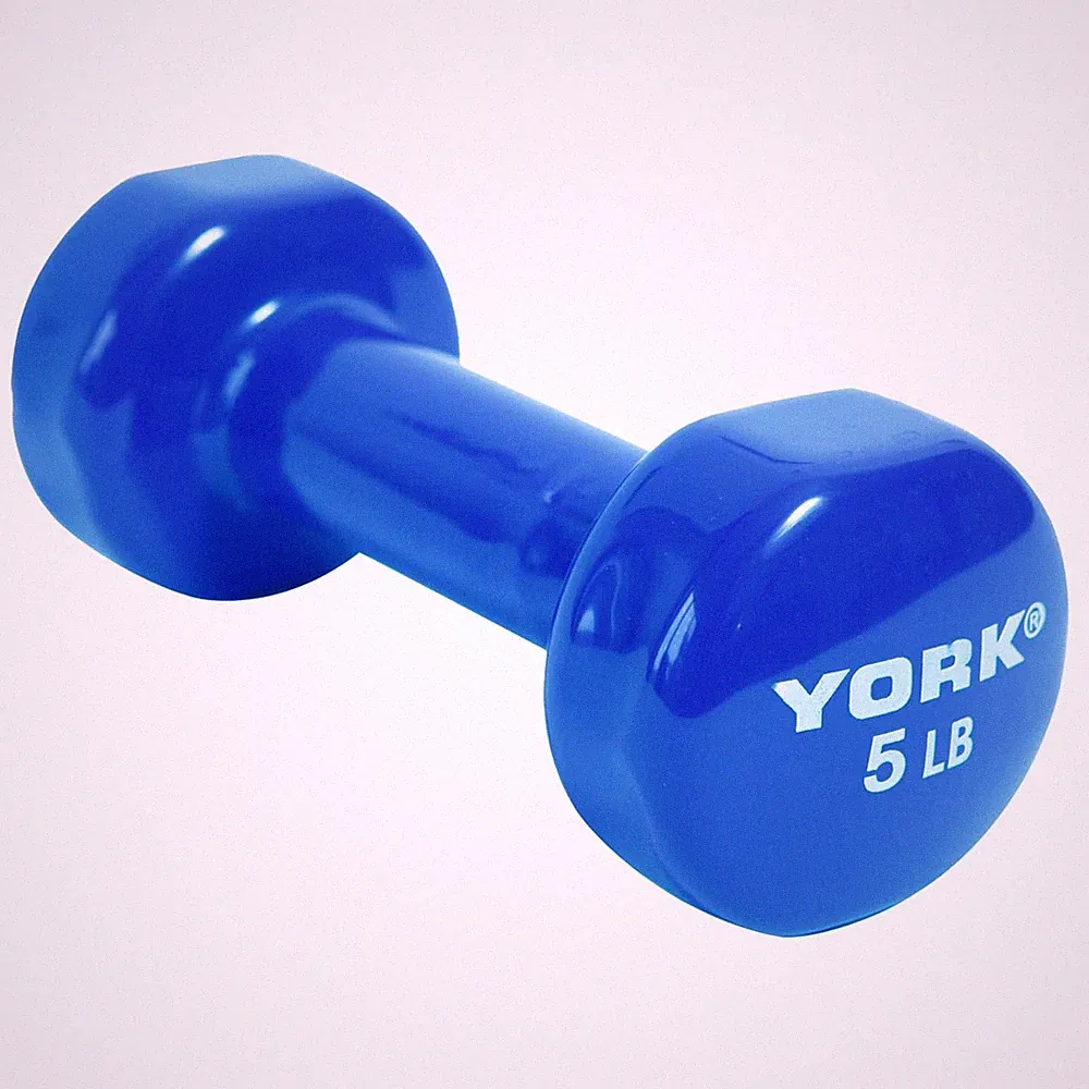 York Barbell Vinyl Coated Fitbell Dumbbell 5LB Pack1 Durable Anti-Roll Anti-Slip