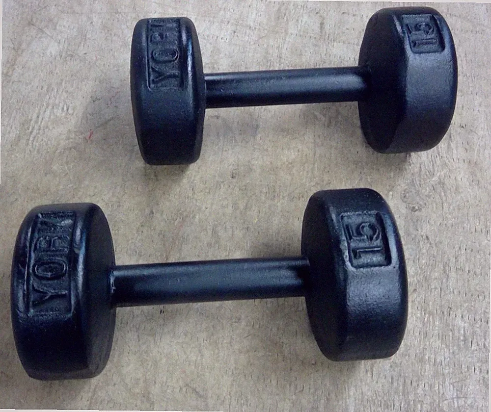 YORK Cast Iron Fixed Weight Dumbbells Pair, 15 lb Black (2 x 15 lb)