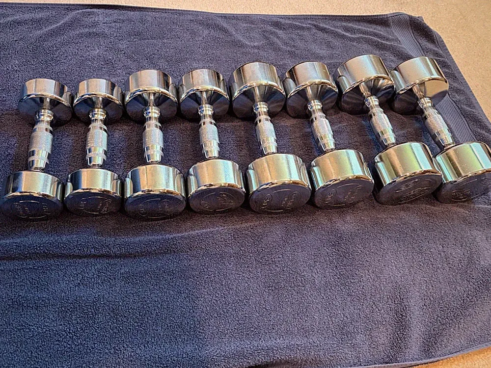 York Chrome Dumbbells. 5, 10, 15, 20, 25 lbs. Pairs. Used, excellent, NJ pickup
