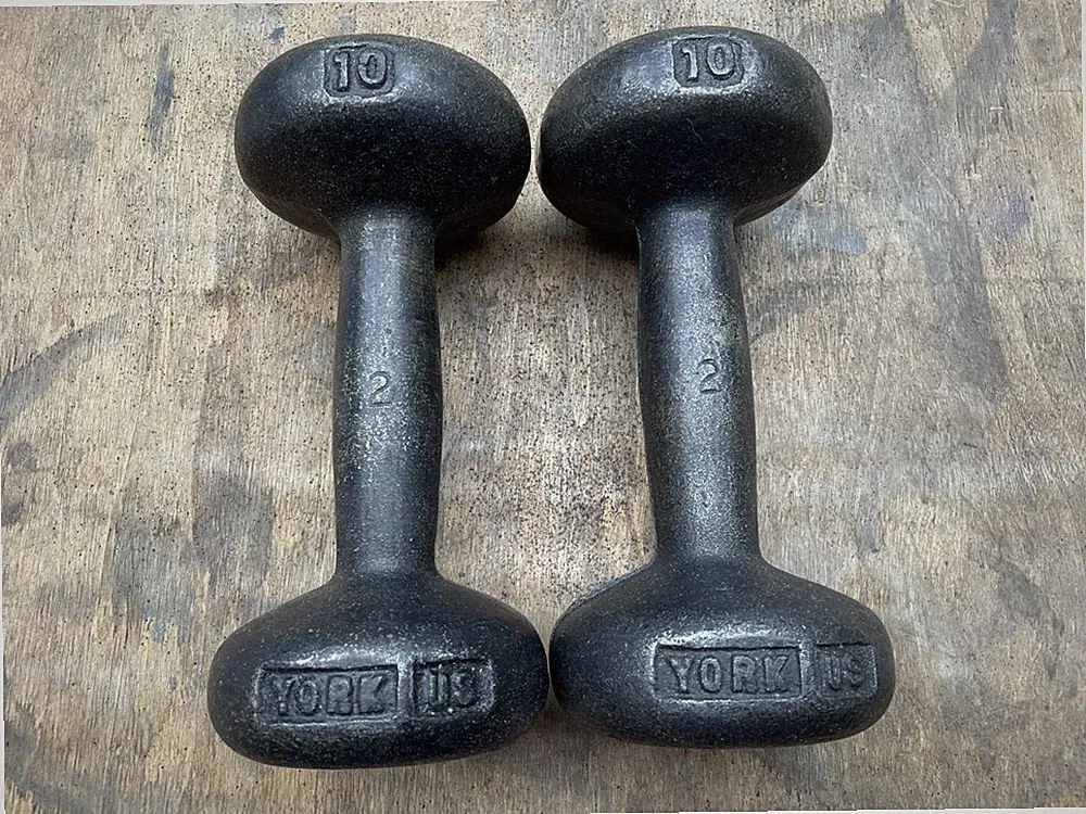 York US 10 lb Bun Head Iron Dumbbells, x 2 bunhead = 20 lb total