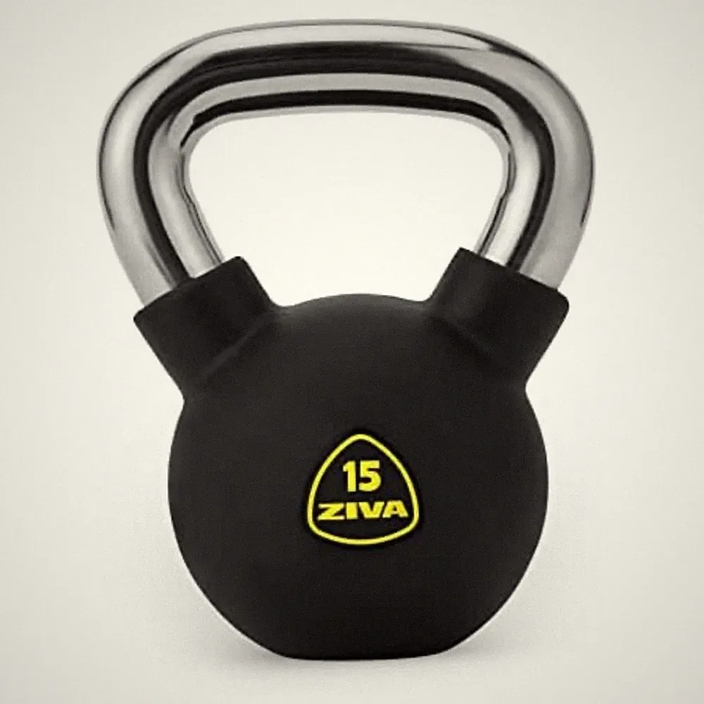 ZIVA Hexagon RPU Solid Steel with Hard Rubber Coating Kettlebells 15lbs 1 Piece