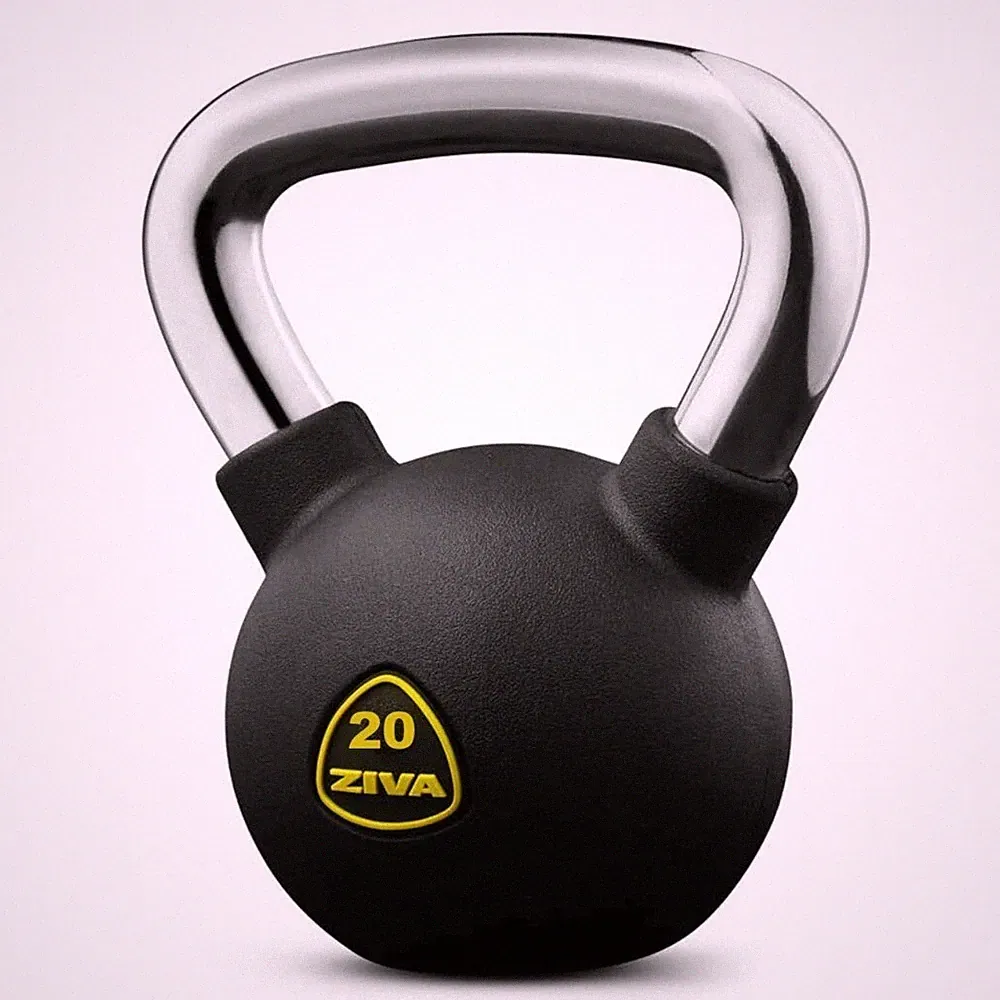 ZIVA Hexagon RPU Solid Steel with Hard Rubber Coating Kettlebells 20lbs Set of 2